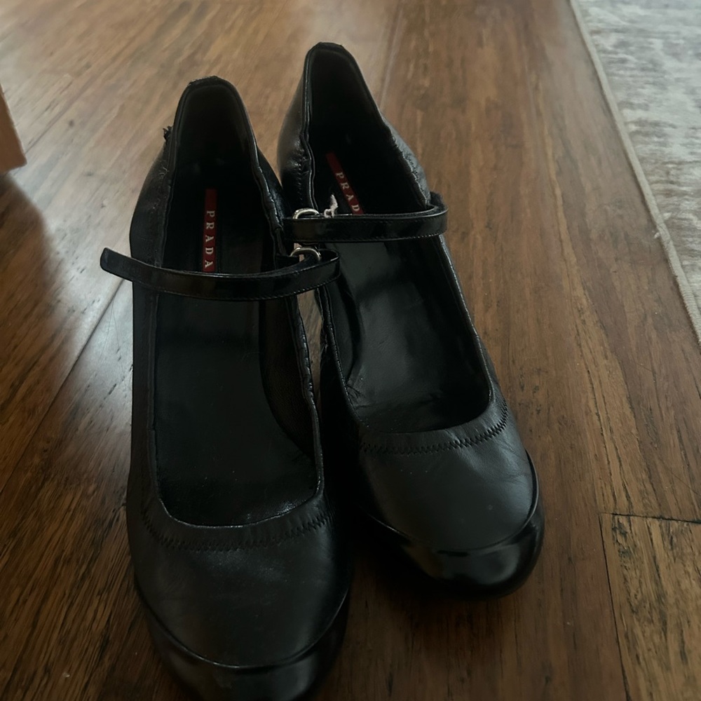 Prada Black Leather Mary Jane Heels - Picture 7 of 14